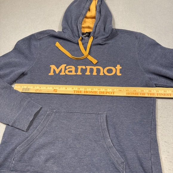 Marmot Hoodie Mens Medium Dark Heather Blue Pullover Sweatshirt Hooded Gorpcore - Picture 6 of 9
